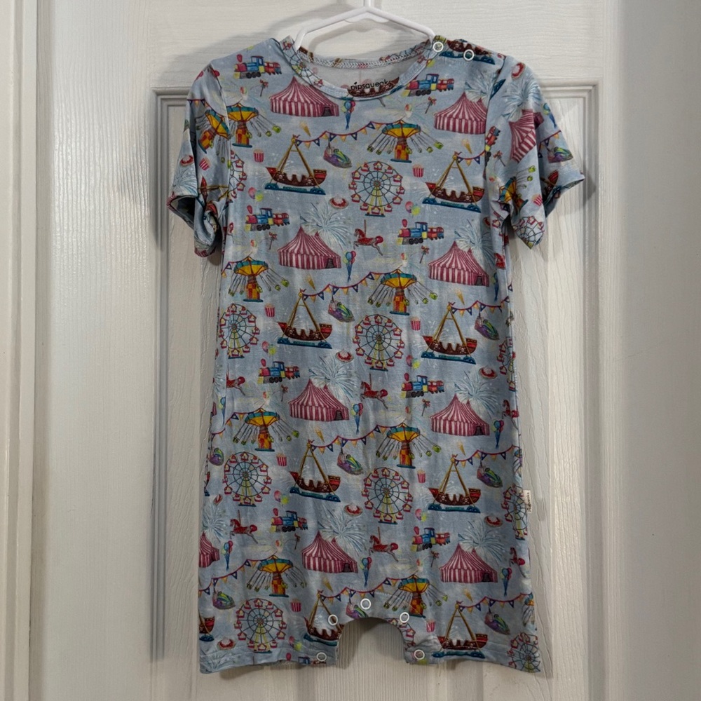 Pipsqueaks Unisex Baby Bamboo Circus Colorful Romper Short Sleeve
